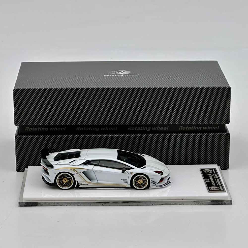 Rotating Wheel 1/64 Aventador S Rowen Supercar White Diecast Alloy Collectible Model Car