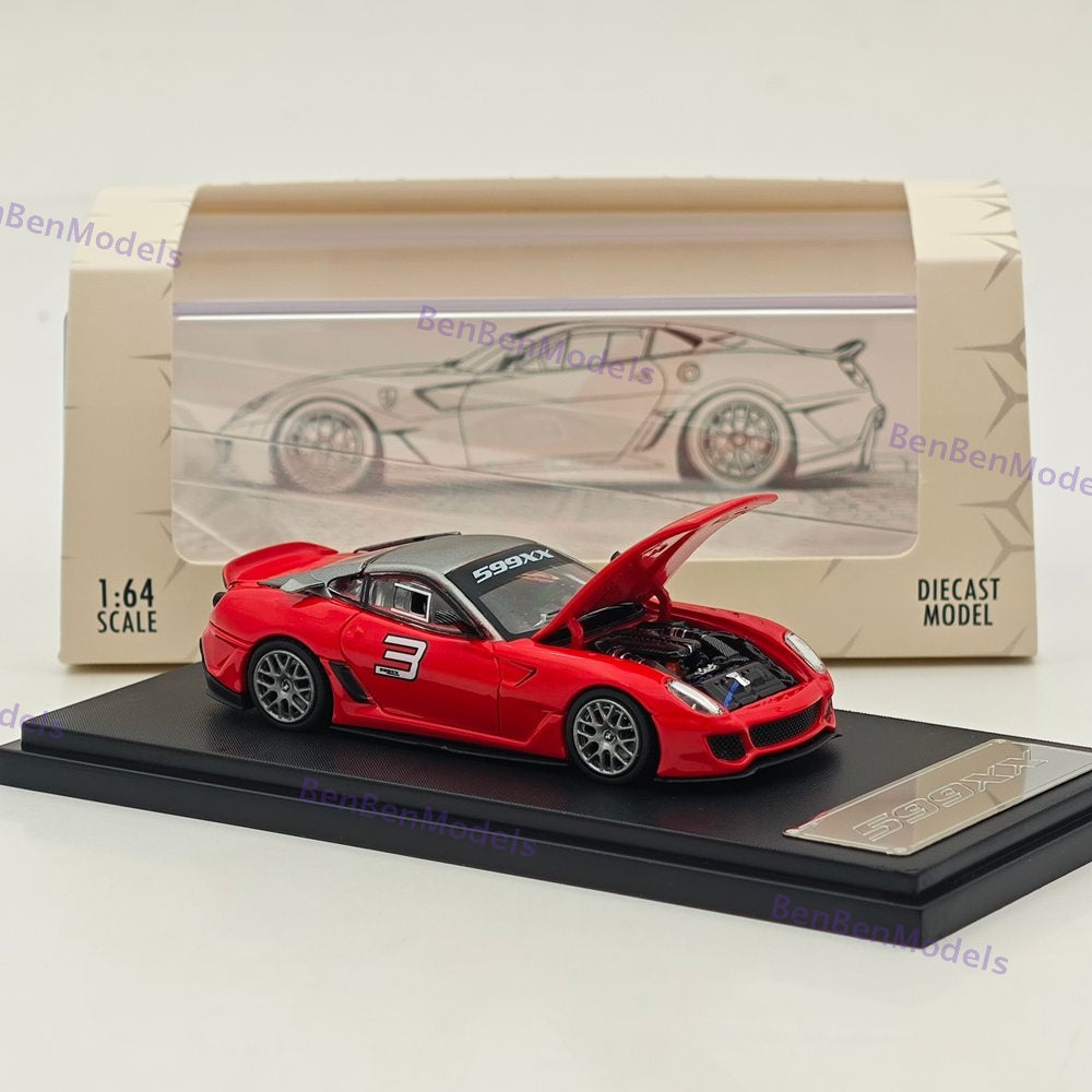 Rhino Model 1:64 Ferrari 599XX #3 Red Racing Sports Model Diecast