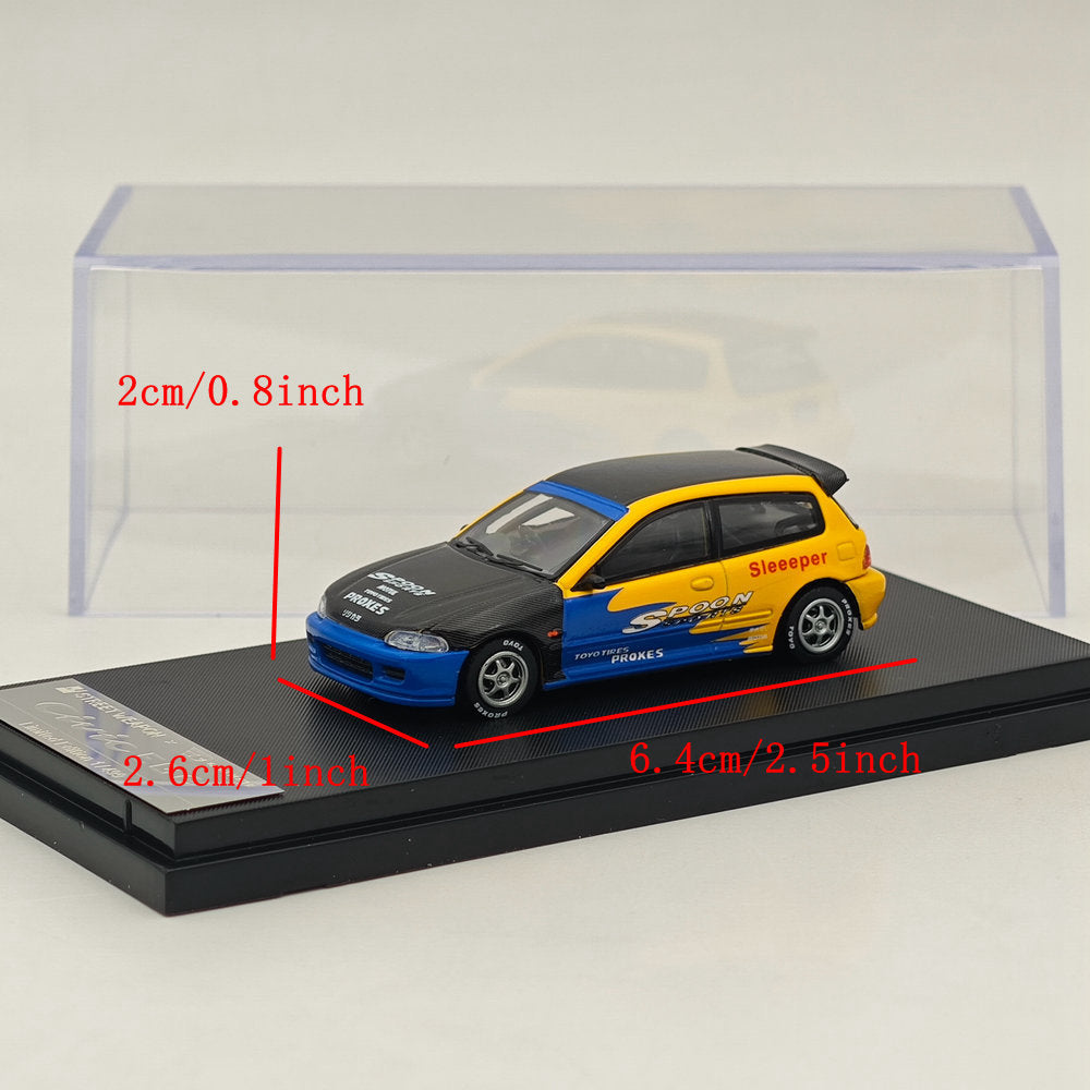 Modèle réduit de voiture moulée sous pression Street Weapon Civic EG6 Spoon Racing Sport, échelle 1:64 