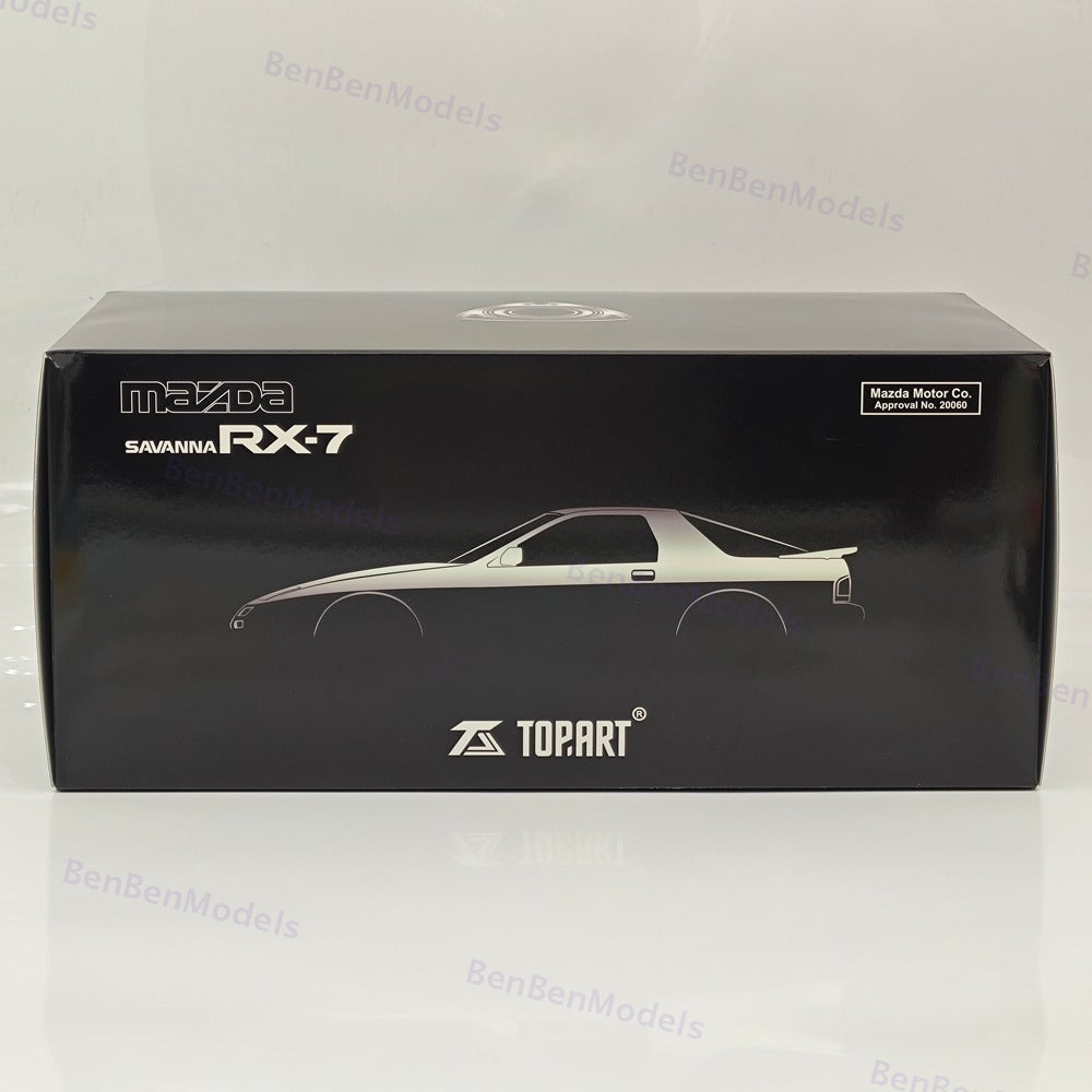 TopArt MODEL 1:18 MAZDA RX7 FC3S 1989 White / Gold Wheels Diecast Model Car
