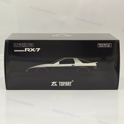 TopArt MODEL 1:18 MAZDA RX7 FC3S 1989 White / Gold Wheels Diecast Model Car