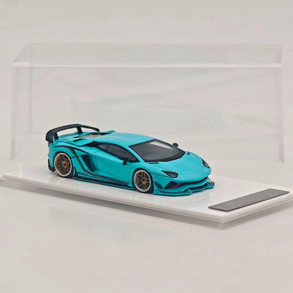 Rotating Wheel 1/64 Aventador S Rowen Bule Alloy Model Car Collection Diecast