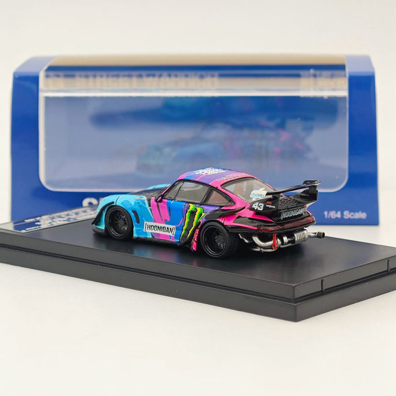 STREET WARRIOR 1:64 Porsche 993 RWB Monster Energy painting Hoonigan Diecast Models Car Toy Collection