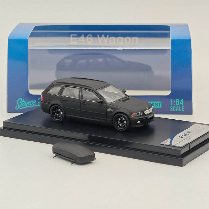 1:64 SH E46 Wagon Matte Black Diecast Model Car Limited Collection