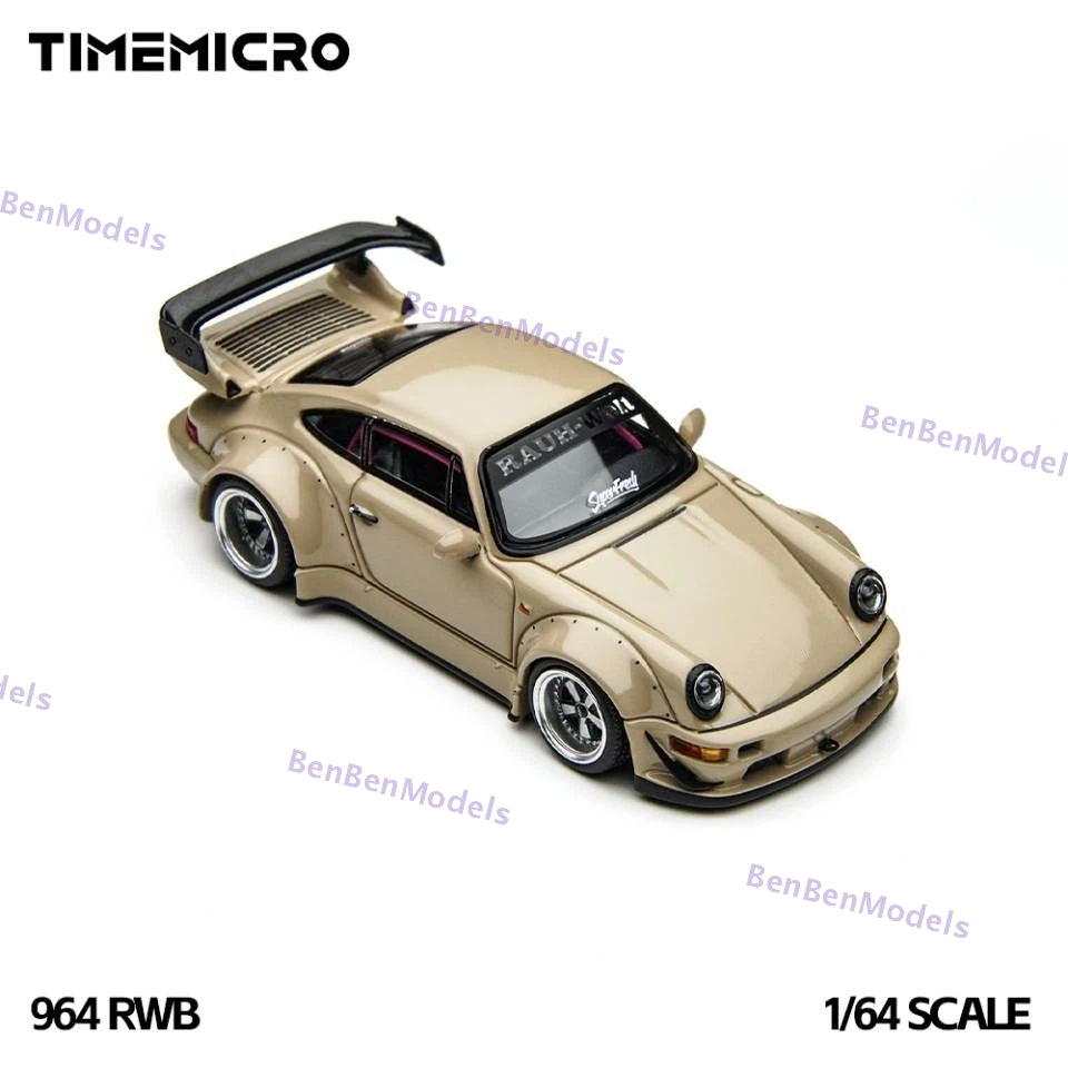 Pre-sale Time Micro 1/64 964 GT Show Widebody Beige Diecast Model Car Limited Edition