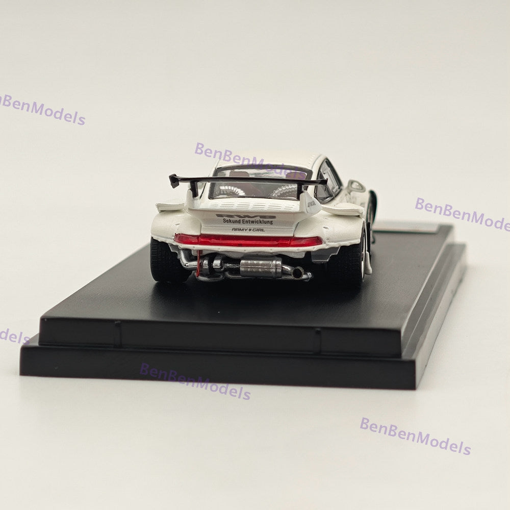 SW 1/64 Porsche RWB 993 AGL White Sport Car Alloy Limited Collection Car Model