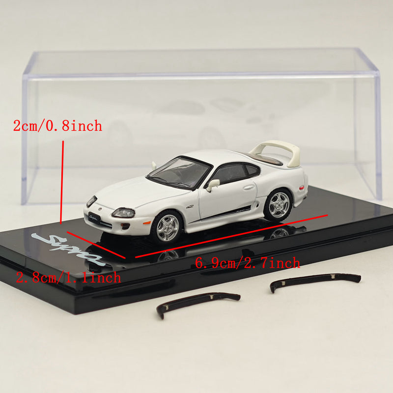 Hobby Japan 1/64 Toyota SUPRA RZ JZA80 GENUINE CUSTOMIZED VER with ActiveSpoiler White HJ643042W Diecast Models Car Collection