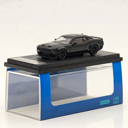 SH 1:64 Challengr SRT Hellcat Pitch Black Opening Hood Diecast Model Car Limited Collection