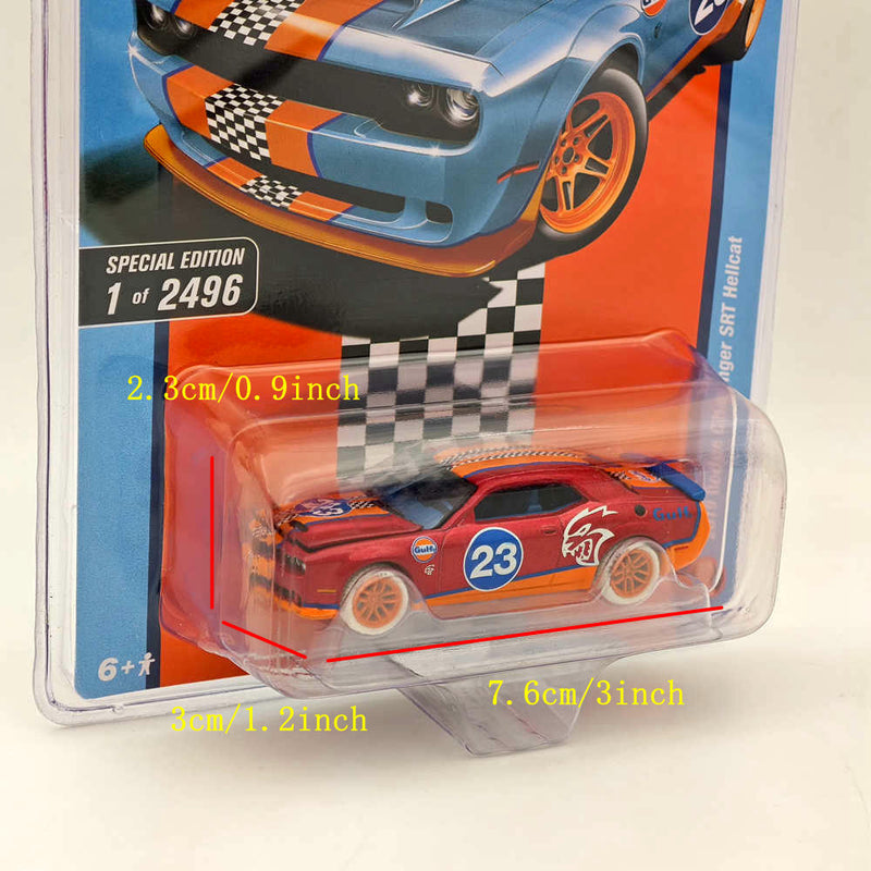 CHASE Auto World 1/64 2019 Dodge Challenger SRT Hellcat Gulf Ultra Red Diecast Models Car Collection