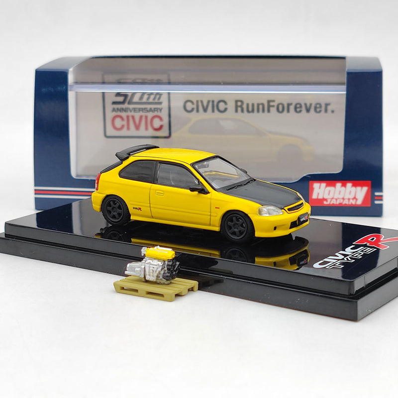 Hobby Japan HJ642016EY 1/64 Honda Civic TYPE R (EK9) With Engine Diecast Display Model Toys Gift