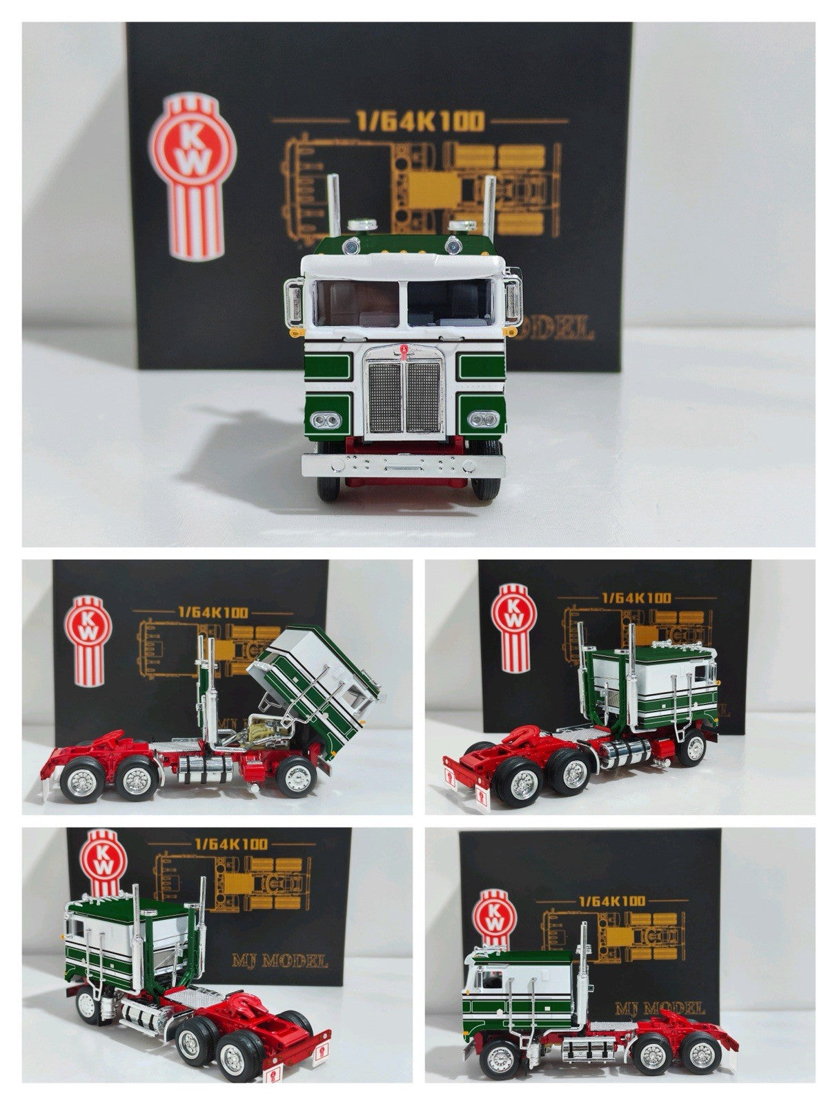 MJ 1:64 Kenworth K100 Diecast Alloy Truck Car Models Collectible Gifts Display Tractor