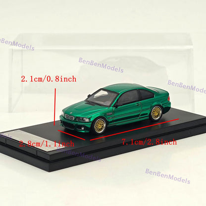 1:64 SW M3 E46 Chrome Green Coupe Racing Sports Model Diecast Metal Car Limited Collection