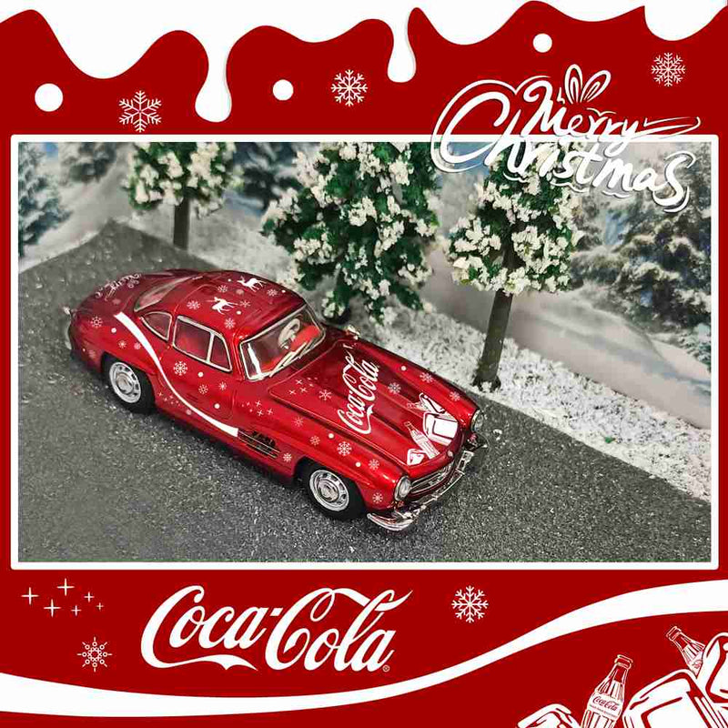 Seeker 1:64 Mercedes Benz 300SL Alloy Car Model Christmas Painting Collection Diecast Toys Car Miniature Hobby Gifts