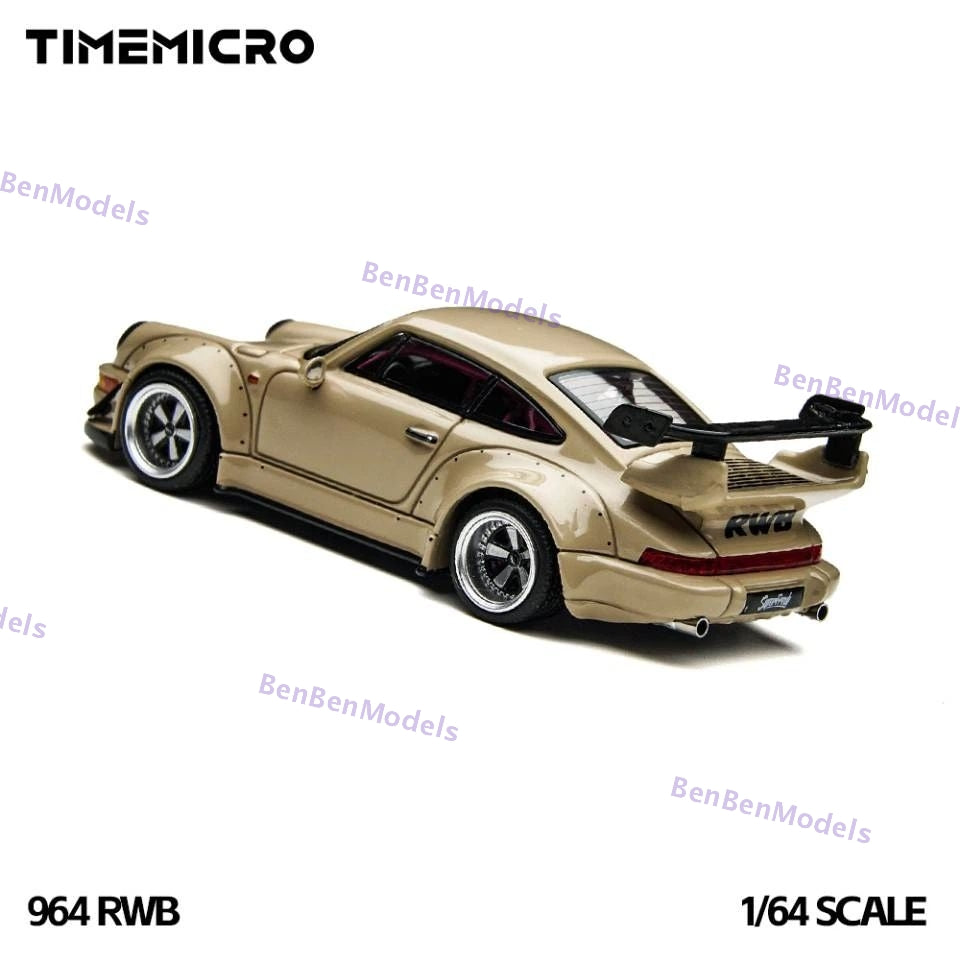 Pre-sale Time Micro 1/64 964 GT Show Widebody Beige Diecast Model Car Limited Edition