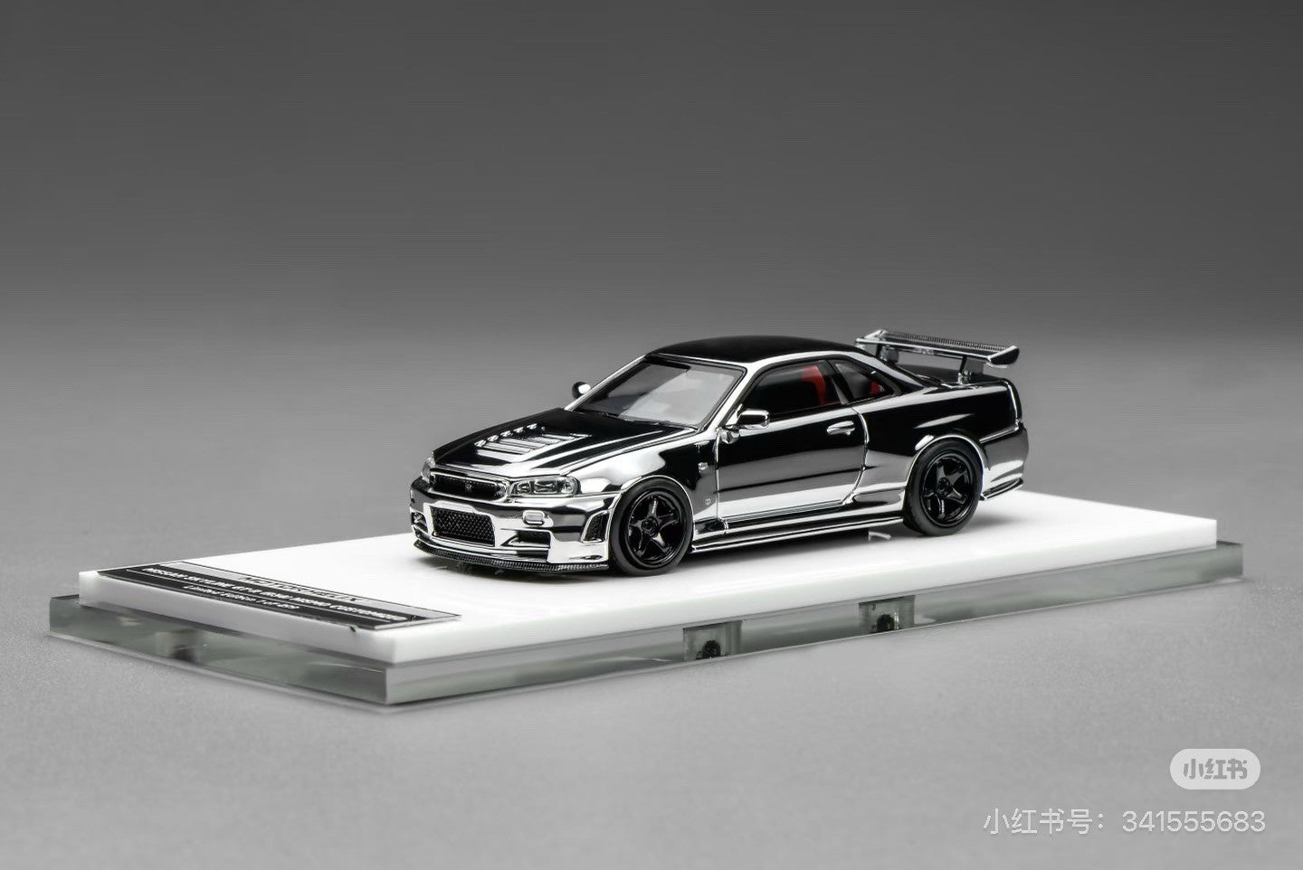 MOTORHELIX 1:64 Diecast GT Show for GT-R (R34) Custom Electroplating Silver Toys Car Model Gifts