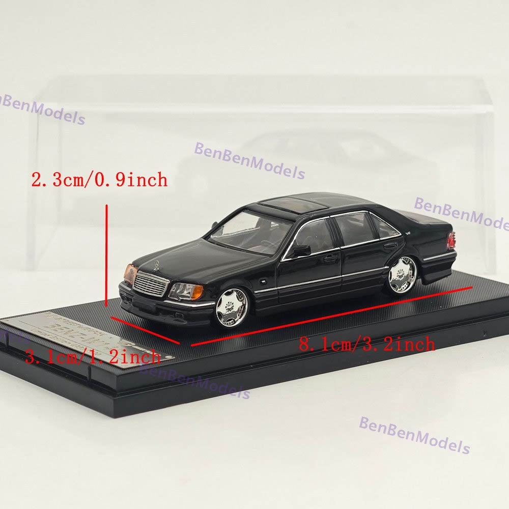 SW 1:64 S600 W140 Electroplated Wheel Hub Black/Grey Diecast Model