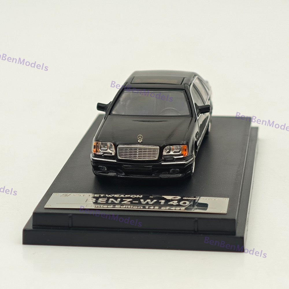 SW 1:64 W140 S600 Electroplated Wheel Hub Black Diecast Model Car