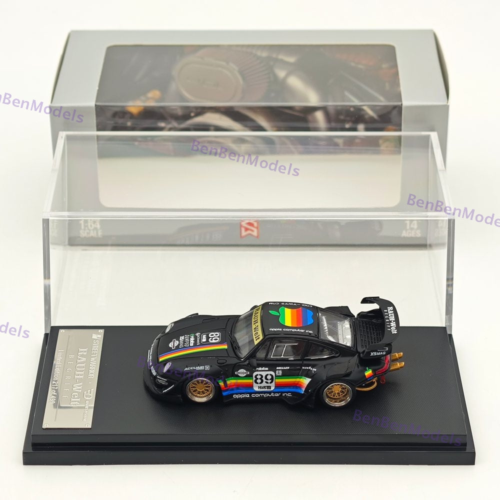 1:64 SW 911 RWB 993 Apple #89 Racing Sports Model Matt Black Diecast Model Car
