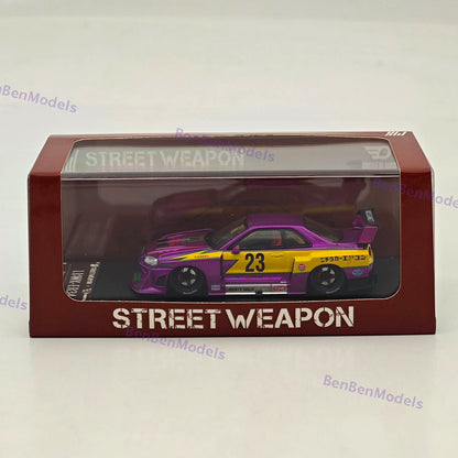 1:64 SW Skyline GTR LBWK ER34 #23 Electroplated Purple Sports Model Diecast