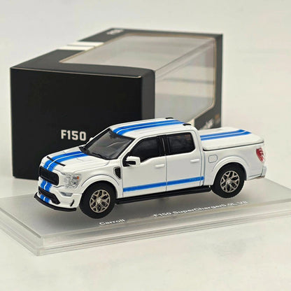 Fine Works64 x Mini Kars 1/64 F-150 Carroll Shelby Pickup Sport Truck Model Pearl White Stripe Diecast Model Car Collection - with Accessories