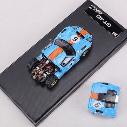 RM 1:64 GT40 Racing Diecast Toys Car Model - Magnetic Hood Collectible gift Blue