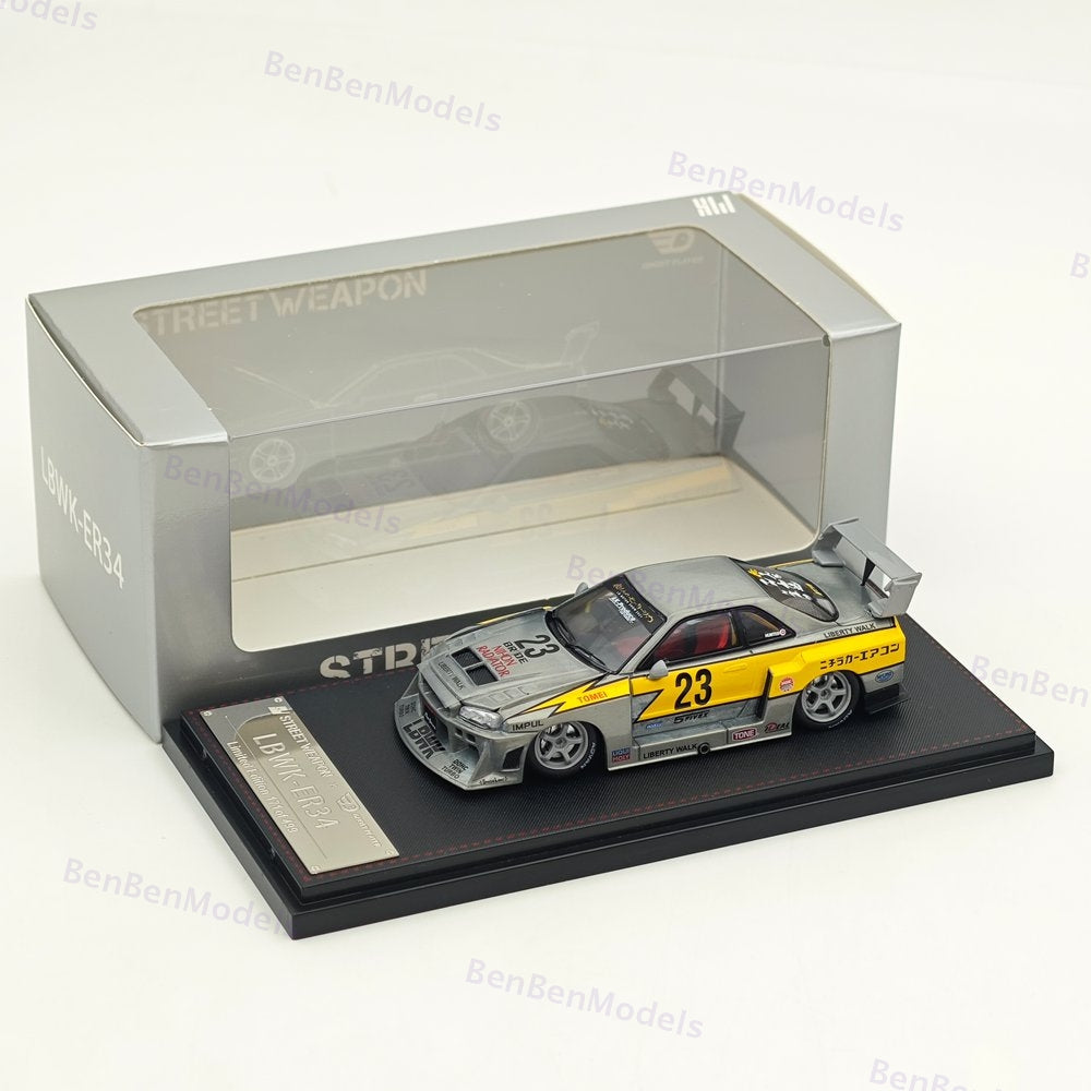 1:64 SW LBWK ER34 #23 Flash Raw Special Version Diecast Model Car Limited