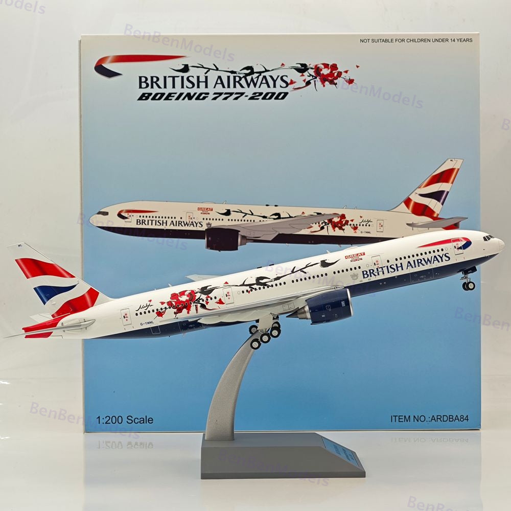 1:200 ARD British Airways Boeing 777-200 / G-YMML / ARDBA84 / WITH STAND/Diecast