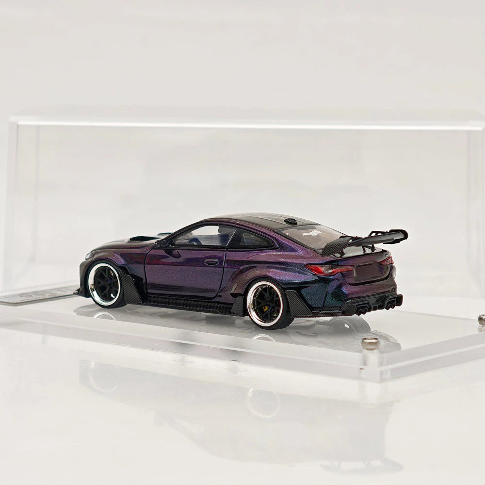 STREET WARRIOR SW 1:64 M4 Chameleon Magic Green Widebody Sports Model Diecast Metal Car Limited Collection