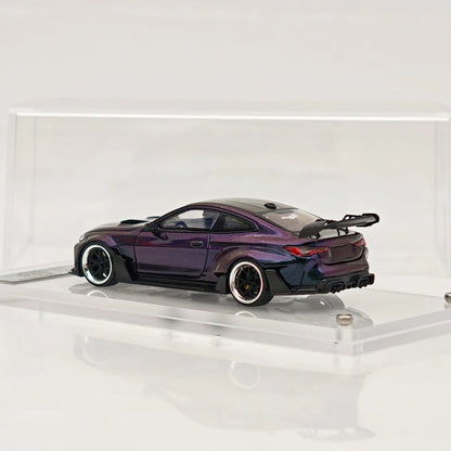 STREET WARRIOR SW 1:64 M4 Chameleon Magic Green Widebody Sports Model Diecast Metal Car Limited Collection
