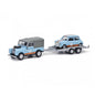 Schuco 1:87/1:64 British Racing Model for Defender + Mini Cooper Trailer