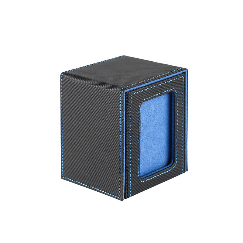 Portable Magnetic PU Deck Box Vertical Side Loading with Front View Window for TCG CCG Trading Cards