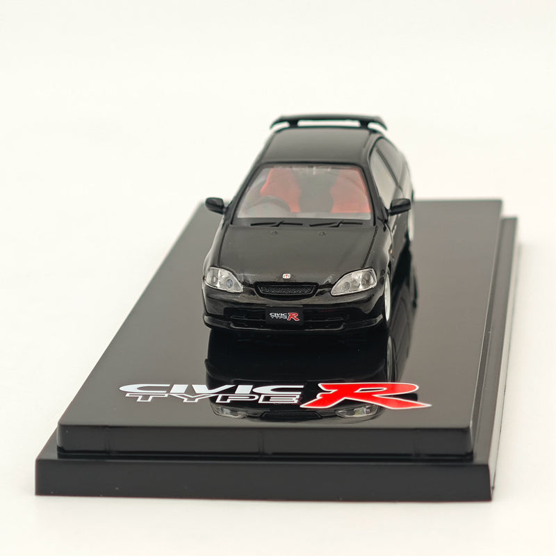 Hobby Japan 1:64 Honda CIVIC TYPE R (EK9) 1997 Starlight Black Pearl with Engine HJ643016ABK Diecast Car Model Collection