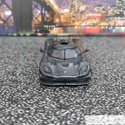 MJ 1/64 Koenigsegg one1 Customized Diecast Toys Car Models Miniature Hobby Collection Gifts Black Carbon