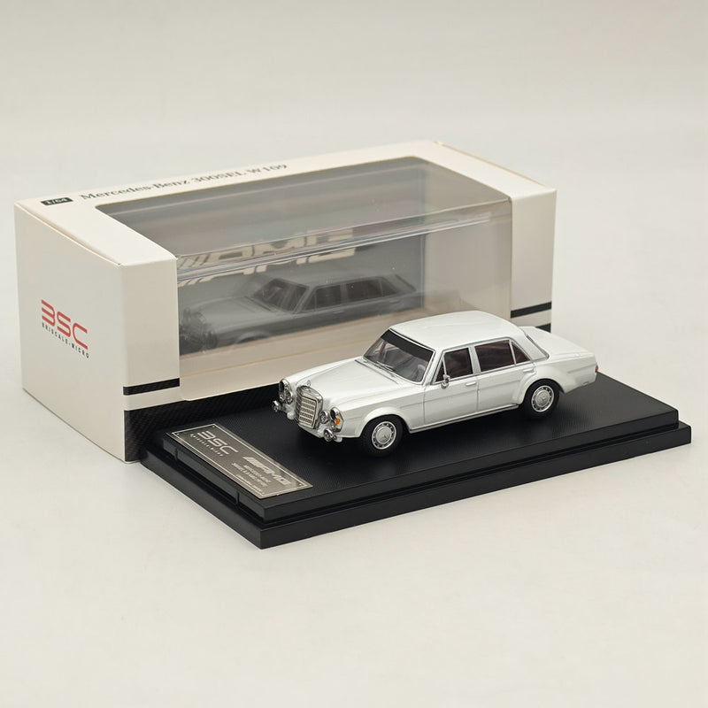 BSC 1:64 Mercedes Benz 300SEL W109 AMG White Diecast Car Model Toy Collections