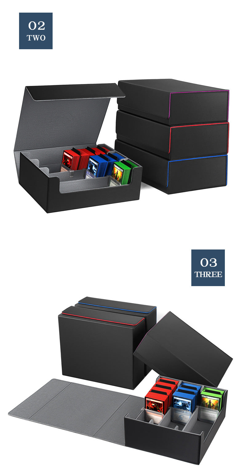 3 Grid PU Leather Magnetic Trading Card Storage Box 1800+ Cards with Separators