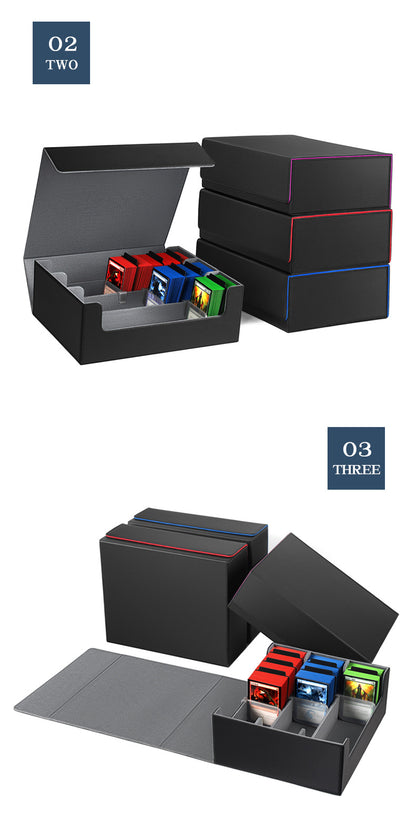 3 Grid PU Leather Magnetic Trading Card Storage Box 1800+ Cards with Separators