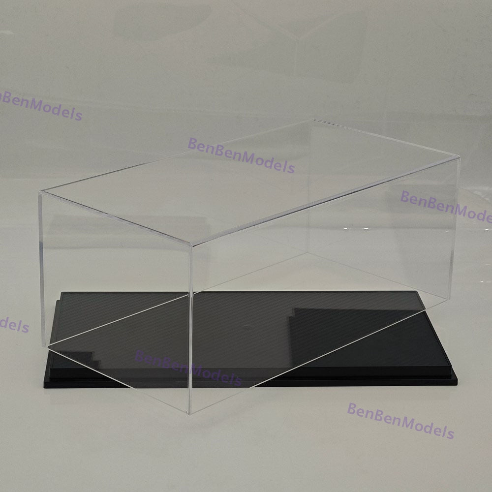 1:18 Model Car Acrylic Case Display box Transparent Dustproof Carbon Fiber Base
