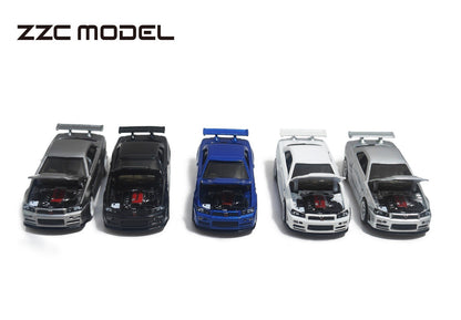 Pre-Sale ZZC 1/64 Nissan GTR R34 Full Alloy Die - cast Toys Car Models - Collectible Gifts