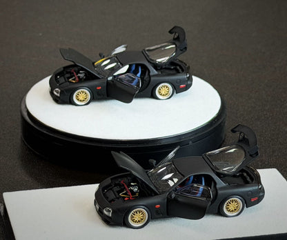 PGM 1:64 Mazda RX7 Regular/Luxury Matte Black Can Open The Doors and Covers