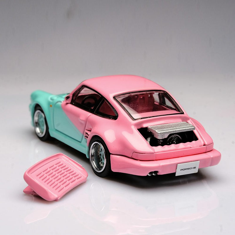 Master 1:64 Porsche 930 911 Turbo Black Bird Open Cover Engine Diecast Toys Car Models Collection Gifts