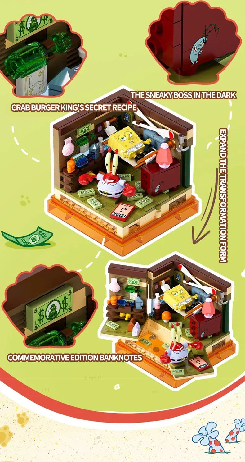 Spongebob Building Block Pineapple Restaurant Anchor House Tree House Room Brick