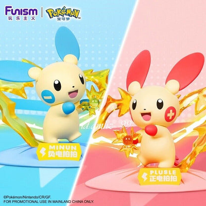 FUNISM &amp; Pokémon Peluche + Figurine Minun Environ 4 pouces 2 PCS/SET