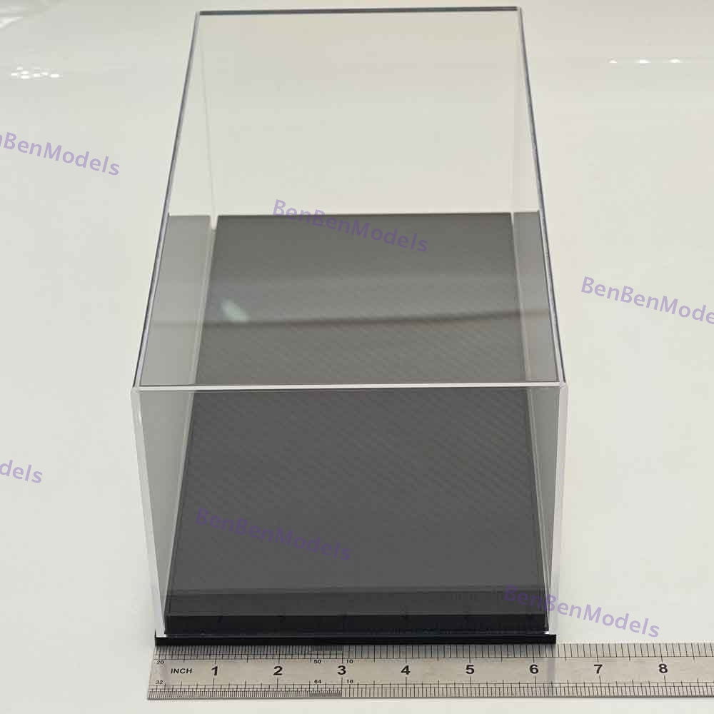 1:18 Model Car Acrylic Case Display box Transparent Dustproof Carbon Fiber Base