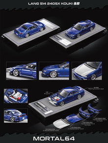 Mortal 1:64 for S14 240SX Kouki JDM Sport Coupe Diecast Model Car with Parts Collectible Gift