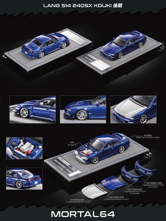 Mortal 1:64 for S14 240SX Kouki JDM Sport Coupe Diecast Model Car with Parts Collectible Gift
