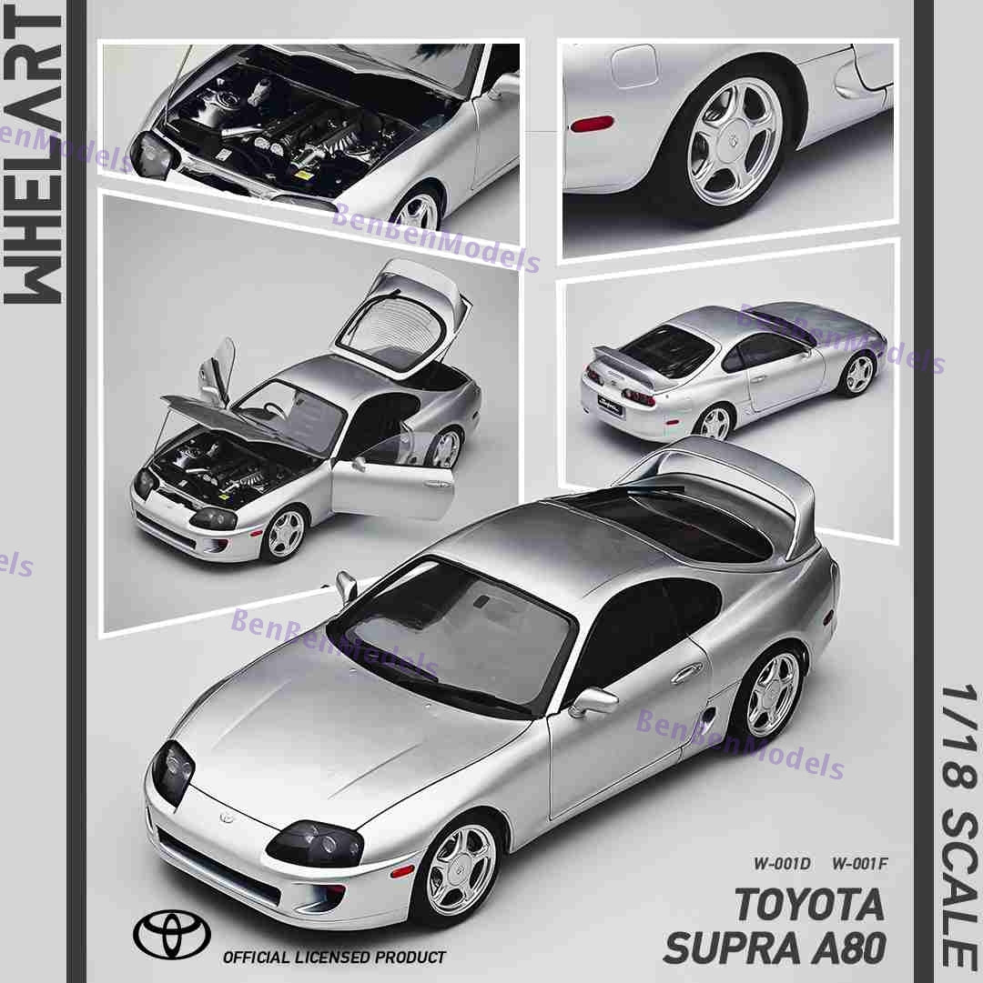 1/18 WHELART Toyota Supra A80 RHD Silver Coupe Full-open type Diecast Pre-sale