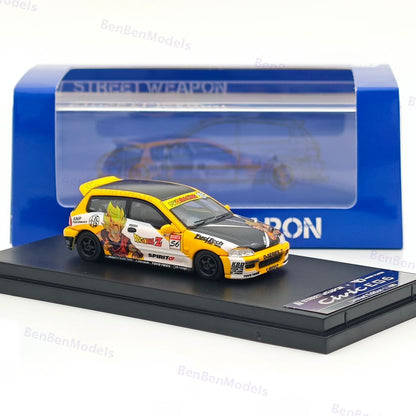 1:64 SW Civic EG6 Sir Dragon Ball Hatchback Sports Model Diecast Metal Car Gifts