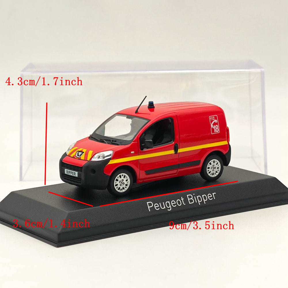 1/43 Norev Peugeot Bipper Van Fire Vehicle Red Diecast Models Car Collection