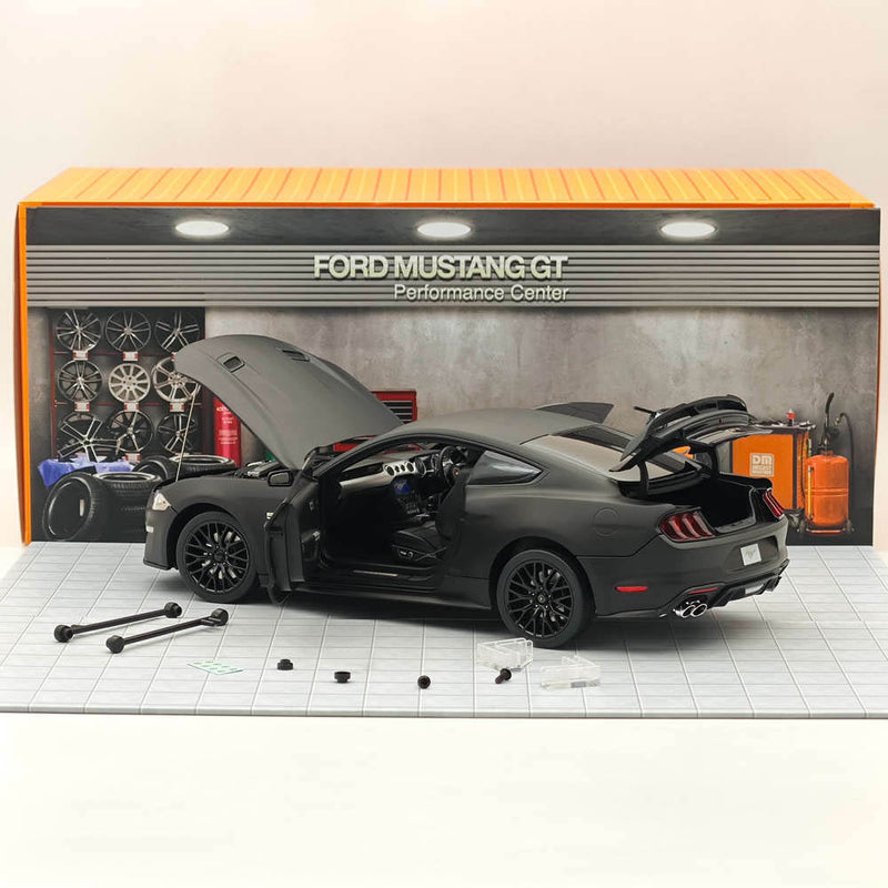 DM 1/18 Scale Model Replicas Ford Mustang GT 2019 Matte Black RHD Diecast Car Miniature Hobby