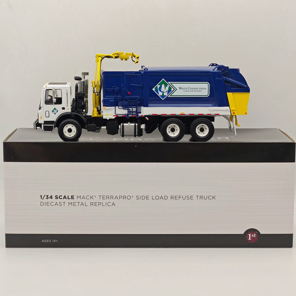 First Gear 1:34 Mack TerraPro Side Load Refuse Truck Blue 10-4167 Diecast Truck